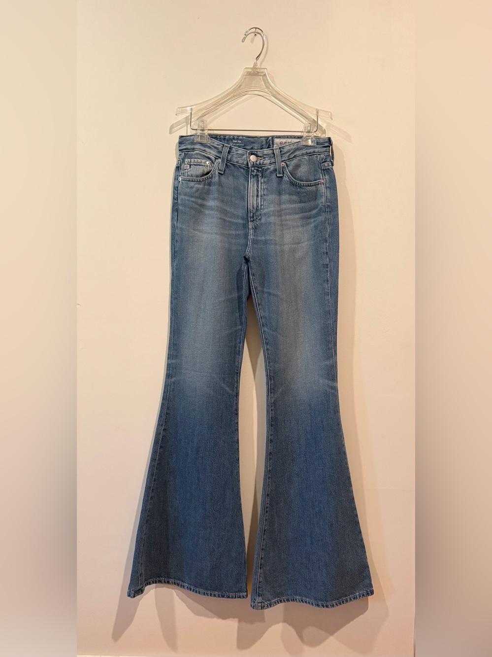 AG Adriano Goldschmied The Iva High Rise Bell Bottom Jeans 27R Medium Blue